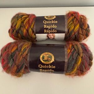 Lion Brand Quickie Yarn Spicy Multicolor Red Orange Yellow Green Thick Chunky